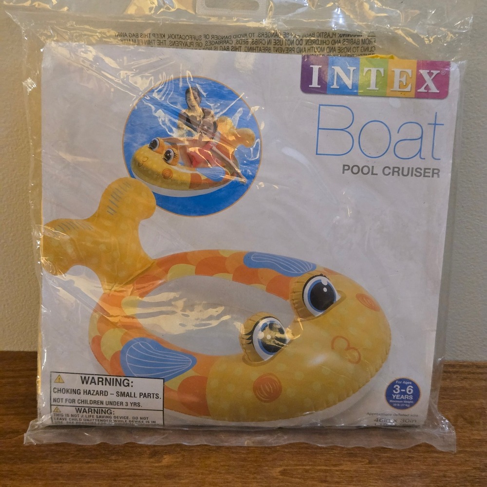 Intex Pool Cruiser Inflatable Boat Fish Pool Float Yellow 59380EP Ages 3-6 NEW